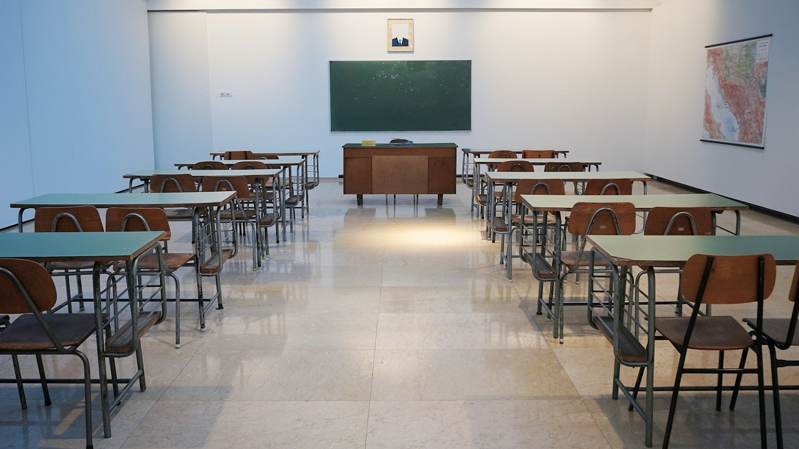 A clean, tidy classroom ready for the school day
